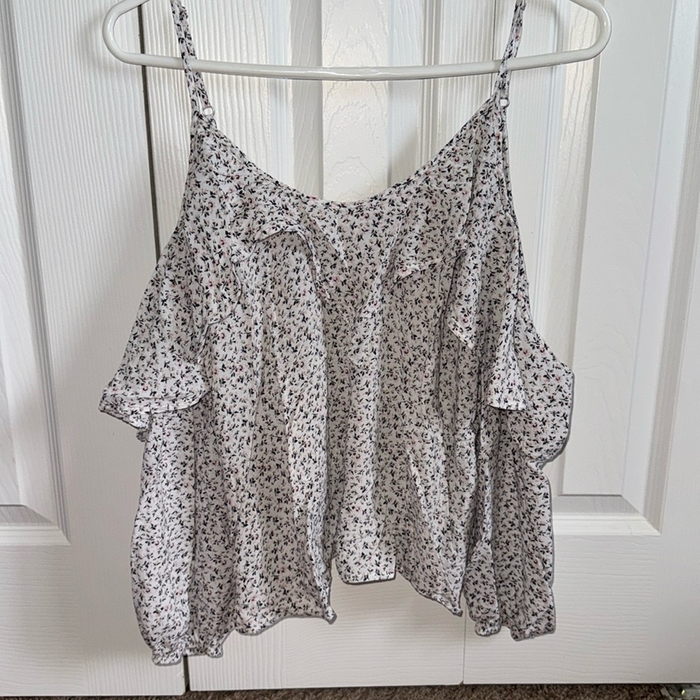 Abercrombie & Fitch | Off the shoulder top with a mid length sleeve and ruffles
